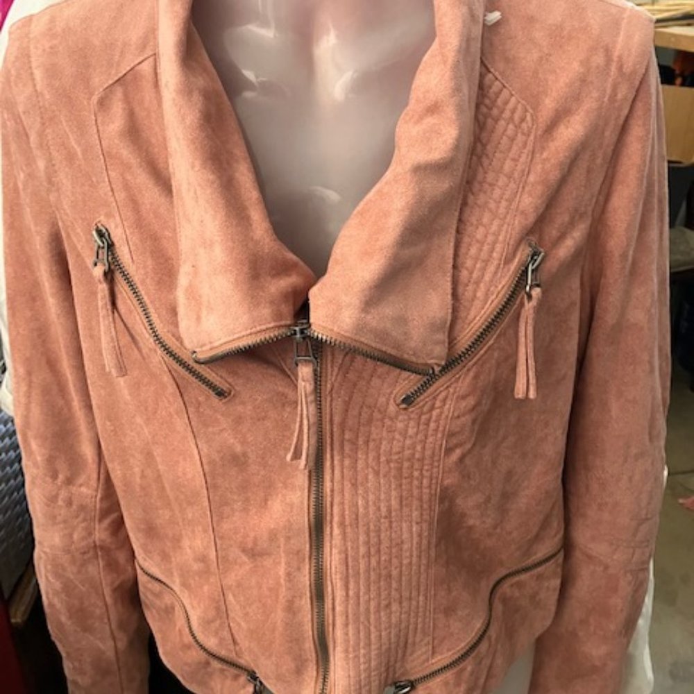 PINK FAUX  LEATHER LIKE JACKET